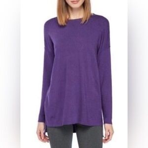 EILEEN FISHER Vibrant Purple crew neck 100% Merino Wool tunic sweater size 1X